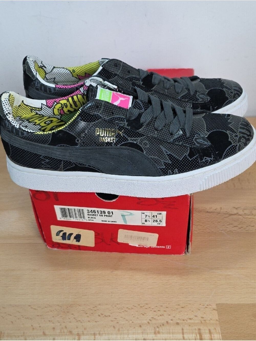Comic Puma Basket Graphic Black Sneakers 8.5 Men